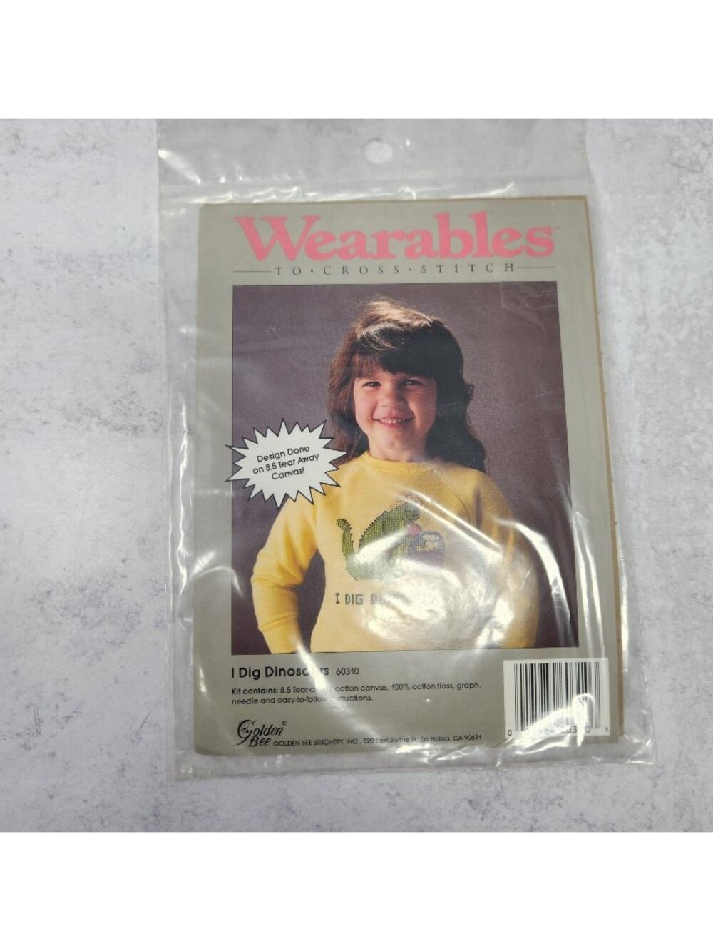 Vintage Wearables Cross Stitch Kit Pattern Sealed I Dig Dinosaurs 60310 Kid's pa